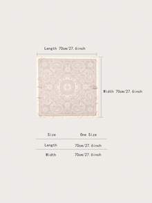 1条简约印花70厘米方巾，新款春季女士头巾，多功能腰带、头巾、时尚领巾，沙滩、度假、旅行必备 - 杏色 - 查看 2