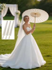 1把33英寸大号白色优雅空白油纸伞，适用于婚礼和派对 - 手工纸质材料，可用于绘画和DIY伞工艺品，适用于浪漫新娘派对、摄影道具、艺术展览、圣诞节、毕业典礼、母亲节等场合。 - 多色 - 查看 9