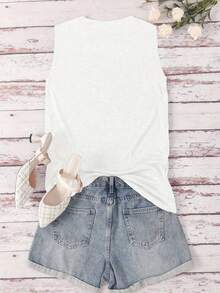 Women'S Sleeveless Floral Tank Top - Casual Crew Neck, Black With Colorful Flower Design, Lightweight Polyester Fabric For Summer Fashion, Floral Print Blouse - 白色 - 查看 3