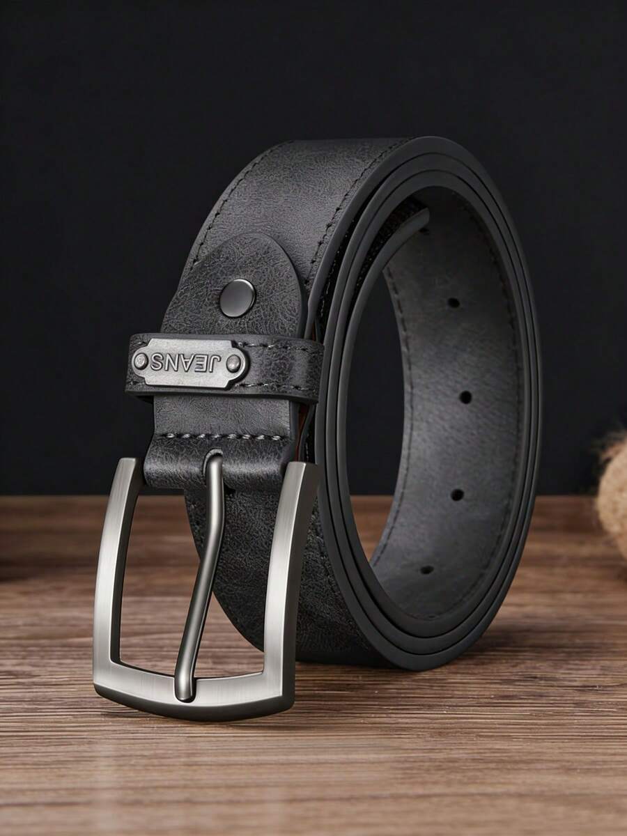 1pc Men's Splicing Alloy Buckle Minimalist Stylish Casual Decorative Belt - Black - View 1