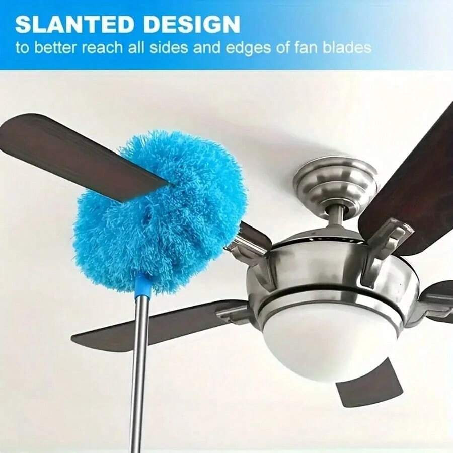 Chổi quét bụi quạt bằng sợi microfiber có thể thu gọn, thép không gỉ dẻo, có thể kéo dài, thiết kế tay cầm dài, chổi dùng cho trần nhà, xe hơi, văn phòng, quạt, đồ nội thất, phòng ngủ, dụng cụ vệ sinh, đồ dùng làm sạch