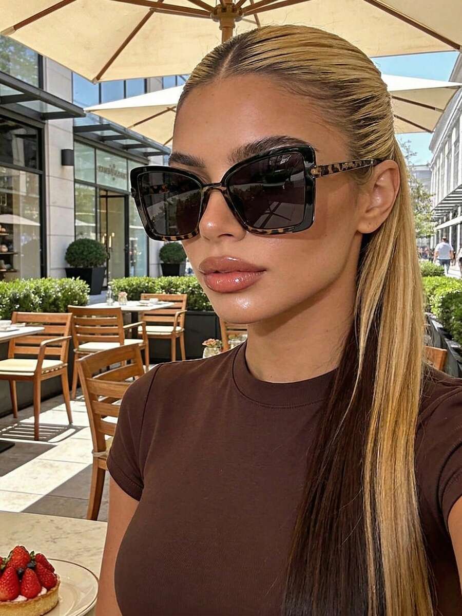 Polarized Sunglasses Women Retro Cat Eye Frame Large Frame Plastic Bohemian Style Fashion Glasses, Suitable For Big Face, Decoration Outdoor Sports Cycling Glasses Travel Beach Holiday Driving Fishing Summer UV Protection Sunglasses - Multicolor - View 1
