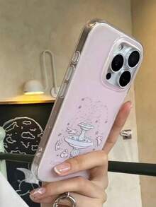 Estuche protector contra caídas, de estilo de fuente de agua de conejo blanco para verano, de moda y personalizado, adecuado para iPhone 17/17 Pro Max, 16 Pro Max/15 Pro/14/13/12/11/XS/XR/8/7, adecuado como regalo de Navidad para familia/amigos/hermanas/novia - Rosa - Ver 4