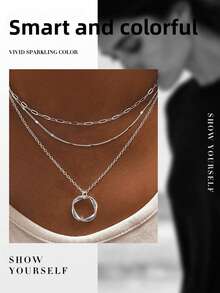 1pc Minimalist Mobius Necklace, S925 Silver Infinity Loop Pendant, Women Clavicle Chain, Fashionable Daily Accessory - Gold - View 2