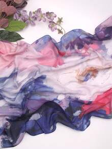 Luxury Digital Print Hijab - Abstract Contrast Artistic Scarf & Beach Sarong, Silky Large Shawl & Versatile Summer Wrap For Women, 180x70cm - Multicolor - View 16