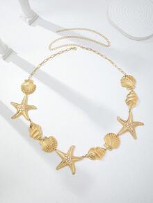1 chiếc dây đeo eo hình sao biển phong cách mùa hè, phụ kiện trang sức cơ thể cho bikini và đồ bơi nữ. - Vàng - Xem 2