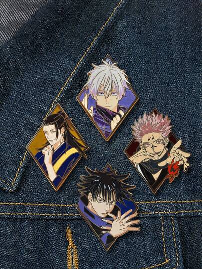 1pc High Quality Metal Badge, Enamel + Transparent Lacquer + Printing Craft, Bag Accessory, Clothing Accessory, Commemorative Collection, Birthday Gift, Couple And Best Friend Gift, Birthday, Travel Souvenir, Graduation, Party, Christmas, Halloween, Holiday Gift (Gojo, Yuji, Sukuna, Toge, Nanami, Megumi)