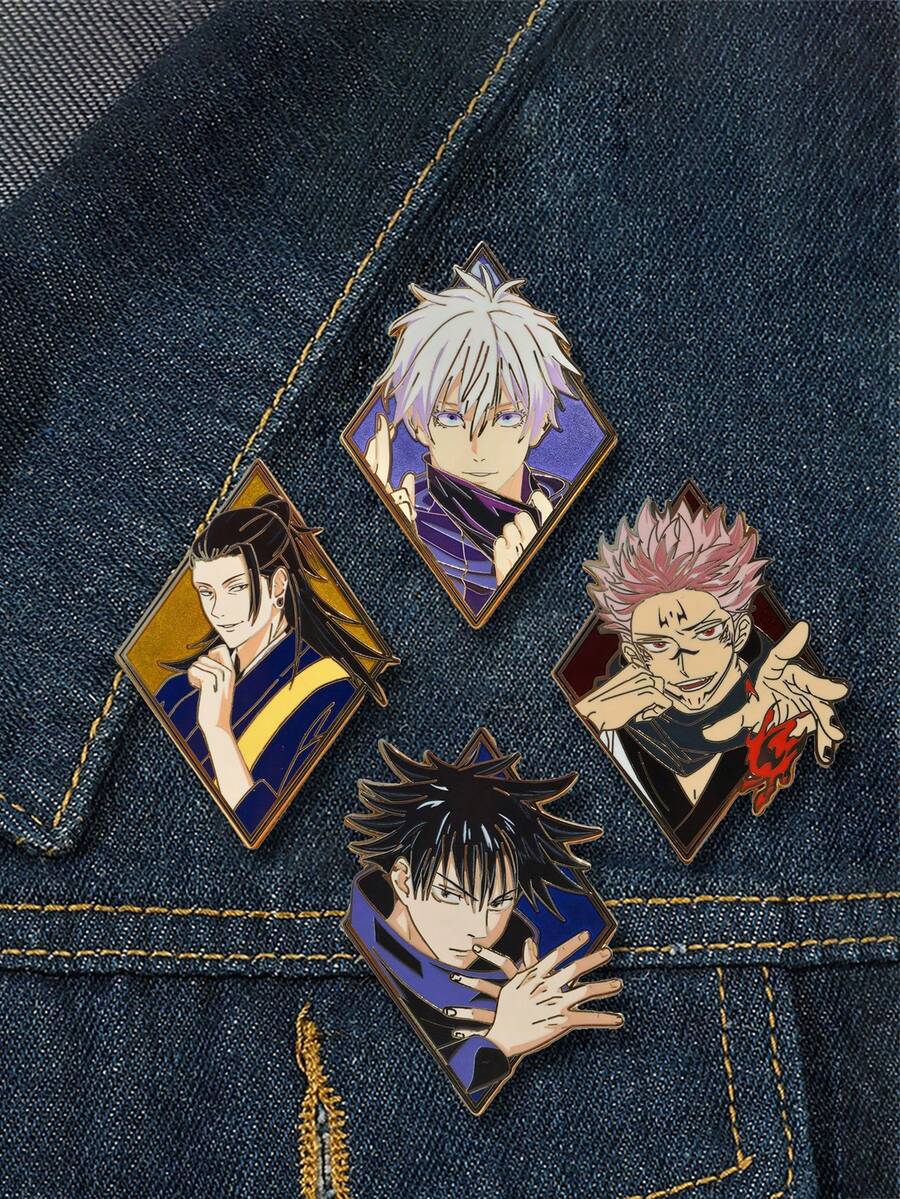 Jujutsu Kaisen 1個動漫周邊高品質金屬徽章,宿儺、五條、悠仁、棘、七海、惠,琺瑯+透明漆+印刷工藝,包包配件,衣飾配件,紀念收藏,生日禮物,情侶與好友禮物,生日、旅行紀念品、畢業、派對聚會、聖誕節、萬聖節、節日禮物 - 多色 - 查看 1