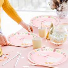 10/20/40pcs 9inch One Silly Goose Birthday Party Plates Pink Bow Goose Disposable Paper Plates For 1st Birthday Party Decorations Floral Decorative Dinner Plate Table Decor Supplies BabyShower Decorations - View 5