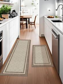 Tapis de cuisine vintage imprimé beige, convient pour la cuisine, le salon, le tapis de salle de bain antidérapant, la chambre, l'intérieur/extérieur, le bureau, le hall d'entrée, le paillasson, le tapis de zone, la décoration de fête, le tapis de couloir, la zone d'étude et de jeux - Camel - Voir 5