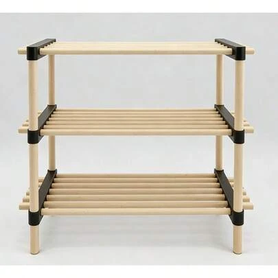 1er-Pack Schuhablage, stapelbare Schuhablage aus Naturholz mit stabilen Kunststoffverbindern. Anpassbarer 3-stufiger Aufbewahrungsorganizer, leicht und stabil, ideal zum Organisieren von Schuhen in Eingangsbereichen, Wohnheimen und engen Räumen - Schuhablage für den Eingangsbereich, Regal, Aufbewahrungsregal, Organisationsregal.
