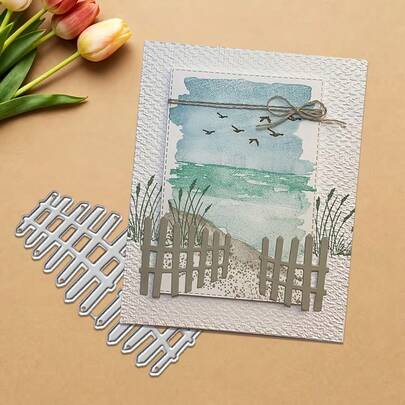 1件装金属栅栏切割模具 - 多功能DIY工艺工具，适用于剪贴簿、相册、卡片和家居装饰