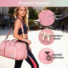Sac de sport en tissu Oxford, sac bandoulière pour femme, sac à main grande capacité, sac de voyage pour courts séjours - Parme - Voir 3