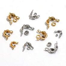 A Set Of 160pcs Stainless Steel Golden Connecting Rings, Which Includes 80pcs Double Hanging Clasps And 80pcs Positioning Beads, Suitable For Making Jewelry Accessories, Bracelet And Necklace Connectors, Earring And Pendant End Clasps - Buckle + Positioning Bead - View 9