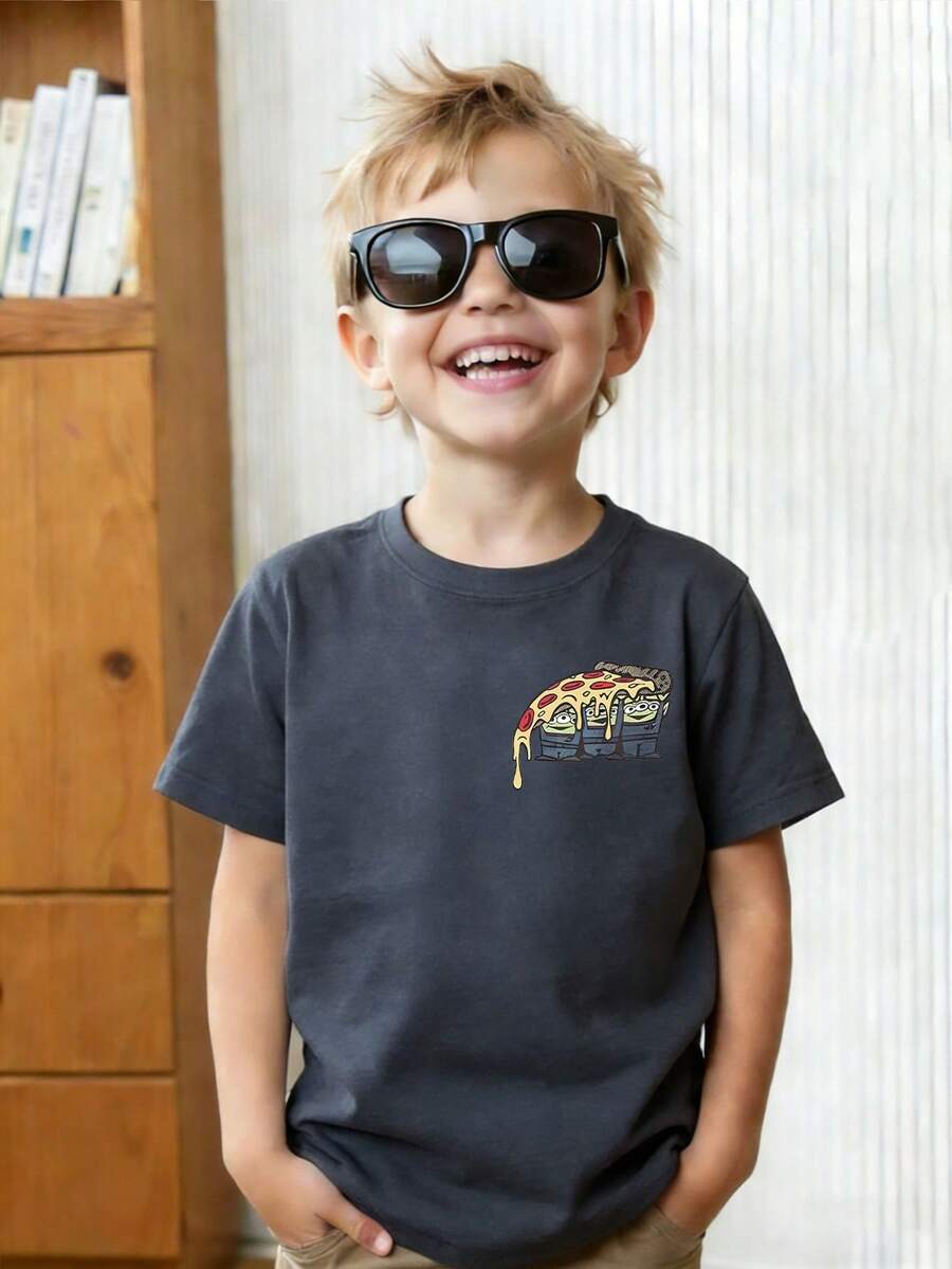 Disney 'Toy Story' Pizza Planet Alien Pattern T-Shirt, Suitable For Boys And Girls To Wear At Holiday Parties, Family Dinners, Outdoor Activities, Trips, And As A Children's Gift For Visiting Disney Parks. - 灰色 - 查看 1