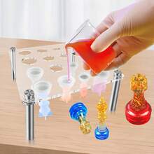 Resin Casting Silicone Mold For Chess Set With Fixing Stand, Complete Set Of 16 Full-Size Chess Piece Silicone Molds, Epoxy Resin Mold, Resin Casting Mold To Prevent Resin Leakage, For DIY Crafts - Chess Mold - View 4