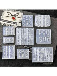 3D树脂硅胶模具，高透明蕾丝硅胶模具 - 欧式蕾丝设计，美甲装饰及可穿戴美甲模具工具，树脂液体模具，卡通领结美甲雕刻荷叶边翅膀模具，美甲师必备 - 彩色 - 查看 11