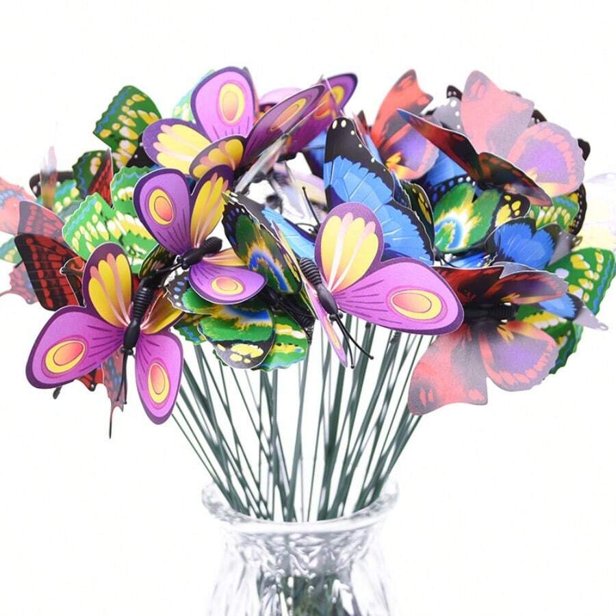10/25 pezzi Picchetti a forma di farfalla - Brillano al buio, perfetti per decorazioni da giardino e prato, senza bisogno di alimentazione elettrica - Stili multipli - Visualizzare 1