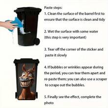 1pc 2D Flat Self-Adhesive Trash Can Sticker,Funny Smiling Horse Trash Can Sticker, Waterproof PVC Wheelie Bin Decal For Outdoor Home Decor, Creative Trash Can Decoration, Suitable For Wall And Kitchen Decor, Home Organization, PVC Material, Easy To Peel And Stick, Flat Art Sticker, Kitchen Storage - A - View 11