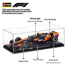Burago 1:24 Modelo de coche de carreras Ferrari F1 SF24 Fórmula 1 de aleación, Ferrari, Red Bull, McLaren, Mercedes, juguete de coche realista coleccionable, regalo para hombres - Multicolor - Ver 4