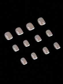 24pcs Short Square UV Glitter Gradient Pink-Orange Candy Color False Nails + 1pc Jelly Glue + 1pc Nail File Set Press On Nails Nail Supplies - Multicolor - View 12