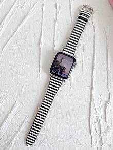 1条时尚经典条纹PU皮革表带，兼容表带38mm 40mm 41mm 44mm 45mm 49mm（S10 42mm）（S10 46mm），女士款；可爱清新印花皮革表带，兼容 Series 11 Ultra 3 SE3 Ultra 2 S10 SE2 9 8 7 SE 6 5 4 3 2 1 - 彩色 - 查看 3