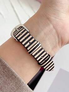 1pc Fashion Classic Striped PU Leather Strap Bands Compatible With Apple Watch Band 38mm 40mm 41mm 4mm 44mm 45mm 49mm (S10 42)Mm (S10 46)Mm Women,Cute And Fresh Printed Leather Bands Compatible With Iwatch Series 11 Ultra 3 SE3 Ultra 2 S10 SE2 9 8 7 SE 6 5 4 3 2 1 - Multicolor - View 4