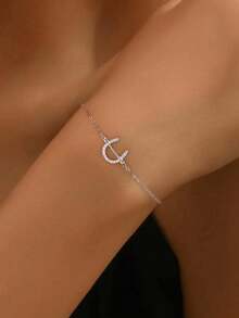 1pc 925 Sterling Silver Minimalist Horse Hoof U-Shaped Bracelet, Unique Design Vintage Jewelry For Women, Party, Date, Daily Wear, Birthday Gift - U-shaped Horseshoe Bracelet - View 3