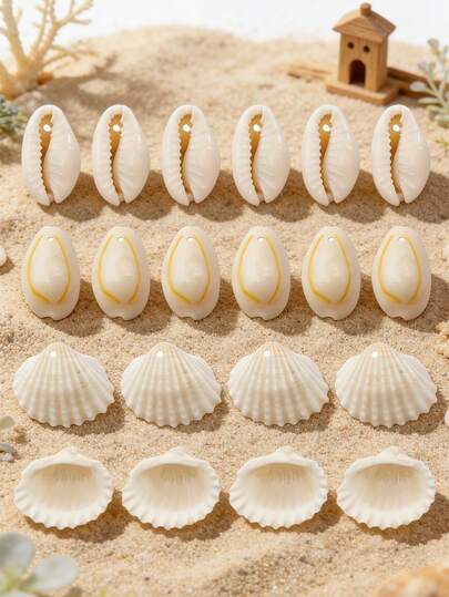 20/40/60/80/100pcs Multi-Color Perforated Shell DIY Jewelry Accessories, Bracelet & Necklace Making Supplies