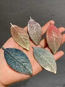 5pcs Leaf Shaped Hair Clips, Women Hair Accessories, Hairpin - Multicolor - View 1