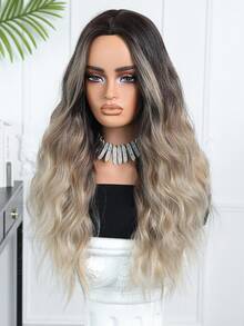 26英寸长波浪渐变棕色合成假发，女士中分长卷发，适合日常佩戴、派对、角色扮演，耐热，适合日常、派对、节日、万圣节、圣诞节、角色扮演等各种场合，是送给女性的礼物和赠品，也适合学校、家庭聚会等场合。 - 漸層棕色 - 查看 5