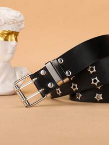 New Studded Belt, Gothic Style Double Buckle, Unisex Fashion Casual Punk PU Leather Belt For Jeans, Y2K - Multicolor - View 3