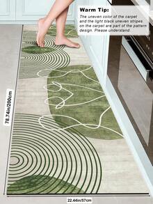 1pc Rubber Material Kitchen Long Runner Rug, Colorful Geometric Print Pattern, Nordic Luxury Style Kitchen Mat, Long Runner Rug For Laundry Room, Thick Fabric With Foot Feel, Easy Care Machine Washable, Practical Entryway Doormat Home Decor, Suitable For Dining Room, Kitchen, Laundry Room, Indoor Entrance, Autumn/Winter Gift - Green - View 7