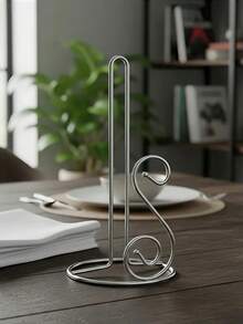 Portarotolo da cucina verticale con rivestimento elettrolitico, finitura naturale, supporto e esposizione verticale per rotoli di carta, portarotolo verticale - Bianco e nero - Visualizzare 2