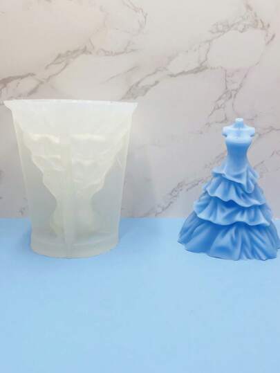 1个3D婚纱硅胶蜡烛模具，DIY婚纱石膏香石家居装饰硅胶模具
