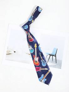 1pc Men's Fashionable Musical Instrument Pattern Satin Necktie, Suitable For Parties, Festivals, Hosting Events, Stage Matching,Accessories,Gifts - Multicolor - View 7