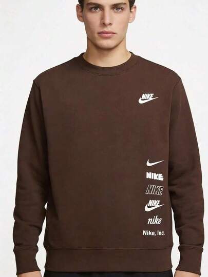  Nike 男女通用针织圆领百搭纯色套头卫衣，运动休闲款，DX0782-227