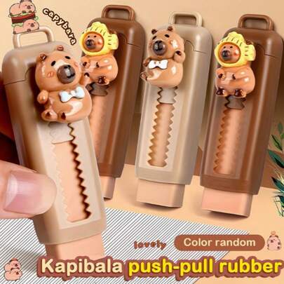 1pc Capybara Eraser, Suitable For Elementary Students, Clean And Smudge-Free, Preschool Pull-Out Eraser. Capybara Pull-Out Eraser, Preschool Student Eraser, Creative And Fun Learning Supplies, Capybara Eraser