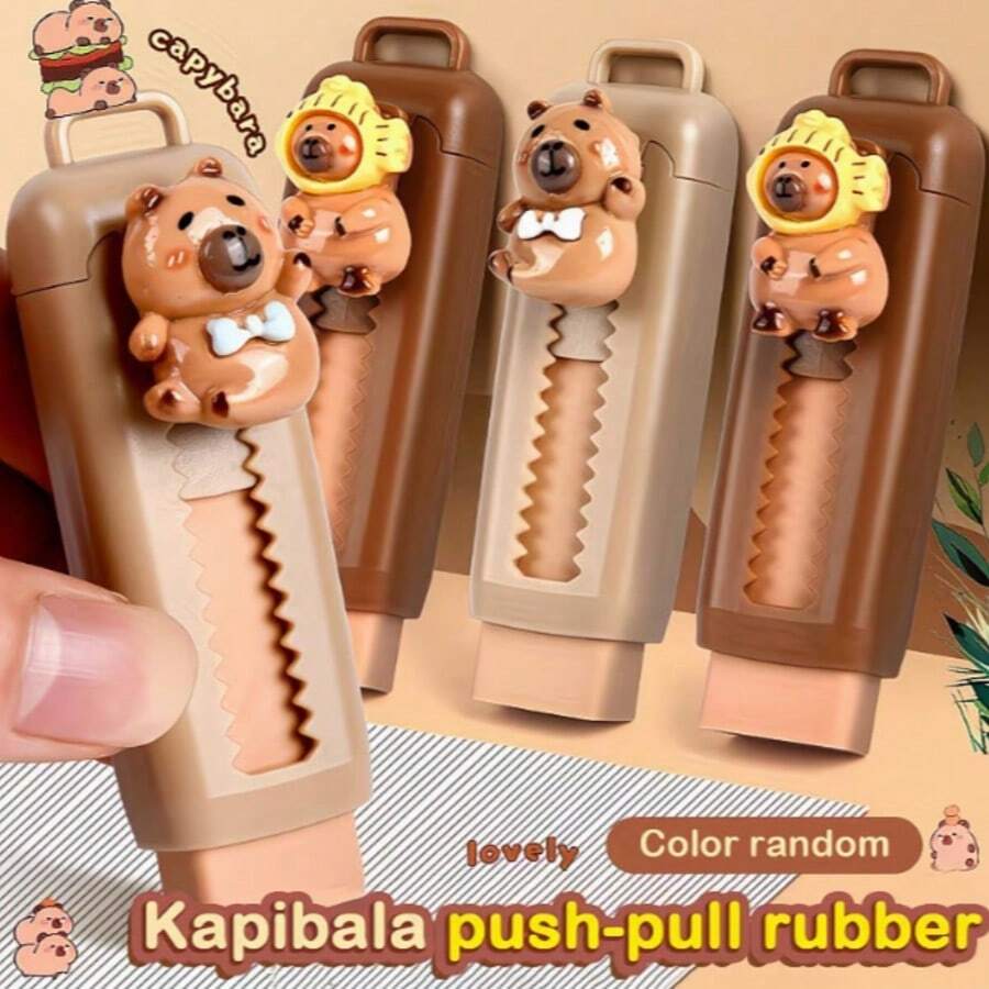 1pc Capybara Eraser, Suitable For Elementary Students, Clean And Smudge-Free, Preschool Pull-Out Eraser. Capybara Pull-Out Eraser, Preschool Student Eraser, Creative And Fun Learning Supplies, Capybara Eraser