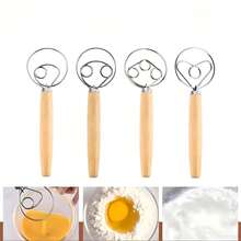 1pc Manual Dough Mixer, Stainless Steel Spiral Flour Mixer With Wooden Handle, Multifunctional Dough Blender, Pasta, Mashed Potatoes, Kitchen Tool, Holiday Gift - - - View 1