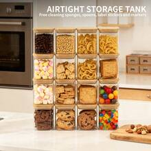 12 Square Glass Jars With Airtight Bamboo Lids, 17 Oz/500 Ml Capacity. Wide-Mouth Clear Glass Food Storage Containers, Glass Kitchen Jars With Labels And Cleaning Cloths, Rose Gold Spoons, Perfect For Holiday Gifts. - 12件套裝 - 查看 2