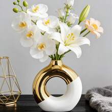 1 pieza Jarrón con forma de rosquilla, jarrón redondo de pasto pampa, jarrón decorativo moderno nórdico para flores, jarrón decorativo para boda, adecuado para dormitorio, sala de estar, mesa de café, oficina, decoración del hogar, regalo de cumpleaños de amigo, boda, inauguración de la casa, Día de la Madre - Multicolor 1 - Ver 7