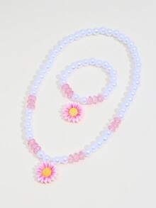 2pcs/Set Sunflower Beaded Necklace & Bracelet Set, Suitable For Girls Daily, Festival, Party Wear, Birthday Gift - Multicolor - View 10