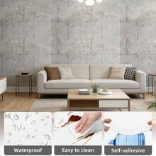 12Pcs PVC Marble Tiles Wall Sticker Self-Adhesive Stick Kitchen Bathroom Decor - C - View 4