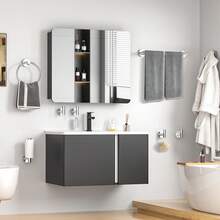 1pc Stainless Steel Towel Bar, Bathroom Towel Rack Paper Towel Holder, Drill-Mounted Hooks, Multi-Function Storage Bar (1 Set) (4 Pieces Set) - Silver - View 3