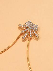 1 pieza Colgante de pecho para fiesta de playa sexy, colgante floral con rhinestones de moda europea y americana, cadena sensual para el Body - Dorado - Ver 6