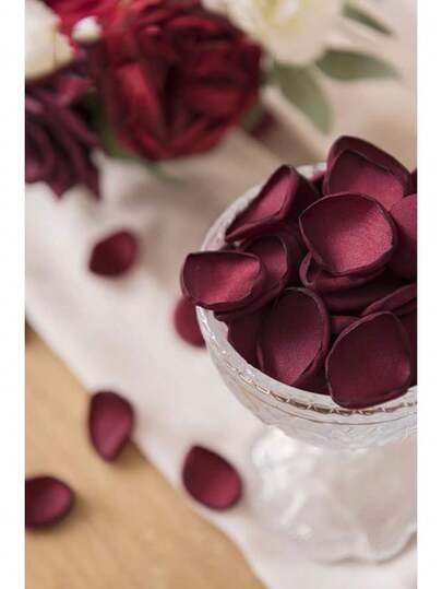 100/500pcs Deep Burgundy Silk Rose Petals, Suitable For Wedding Aisle, Flower Girl Basket, Dining Table Centerpiece Decor,Summer,Beach