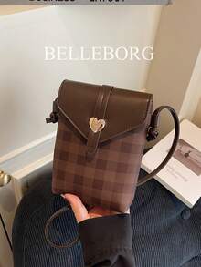 Retro Print Small Phone Bag, Casual Women's Shoulder Square Bag - Coffee - View 8