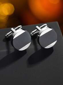 1 Pair Elegant Copper Starry Sky Pattern Cufflinks, Formal Wear Accessories For Men - Silver - View 12