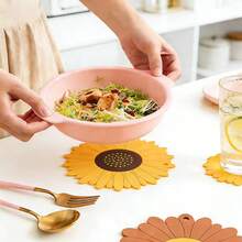 Sunflower Beverage Coaster 2 Pieces Set, Silicone Coaster For Beverages, Flower Soft Rubber Coaster To Protect Furniture From Watermarks Or Damage, Non Slip Coaster (Large/Small, Sunflower) - Multicolor - View 3